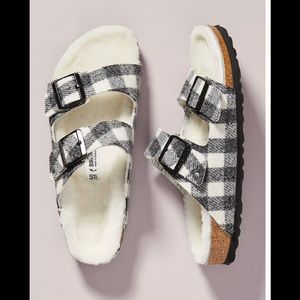 Birkenstock Plaid Arizona Shearling-Lined Sandals